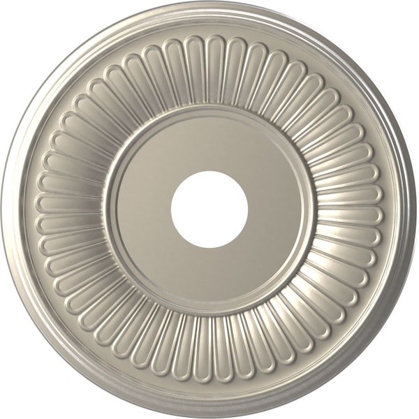 Ekena Millwork Berkshire PVC Medallion (Canopies up to 8 3/8"), 19"OD x 3 1/2"ID x 1"P, Bright Coat Aluminum CMP19BEBAL - main